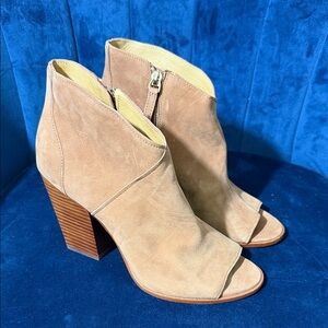 Joie Diya Mauve Suede Peep-Toe Ankle Boots Size 7